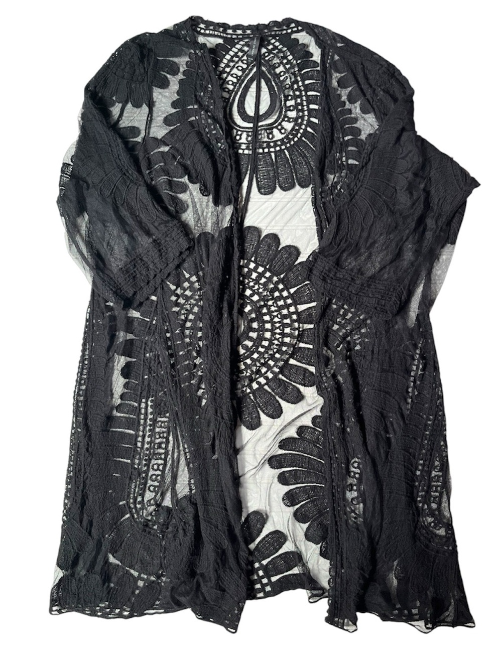 Black Lace Open-Front Women's Kimono Shall Womens size 26/28